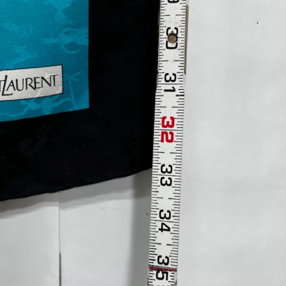 Yves Saint Laurent YSL 100% Silk Satin Scarf 34" Color Block BlackBrown Blue (76 - Picture 16 of 16